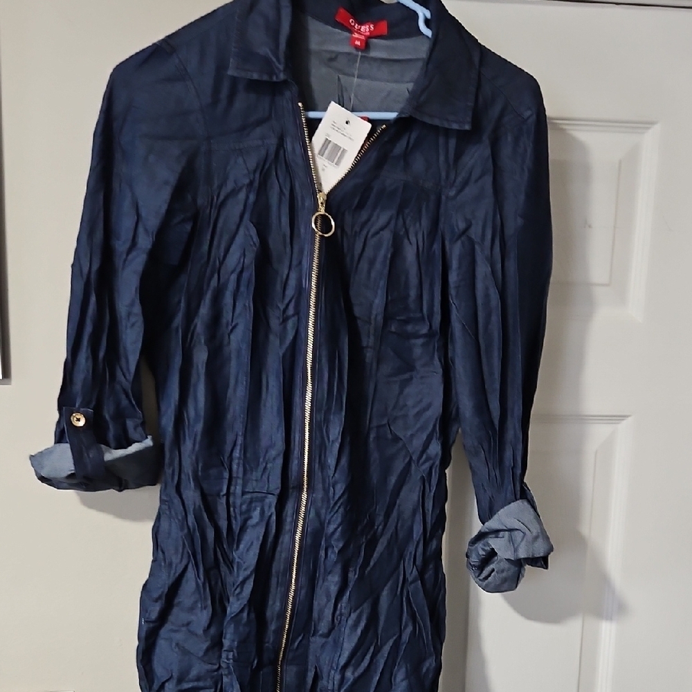 Guess Blue Long Sleeve Dress